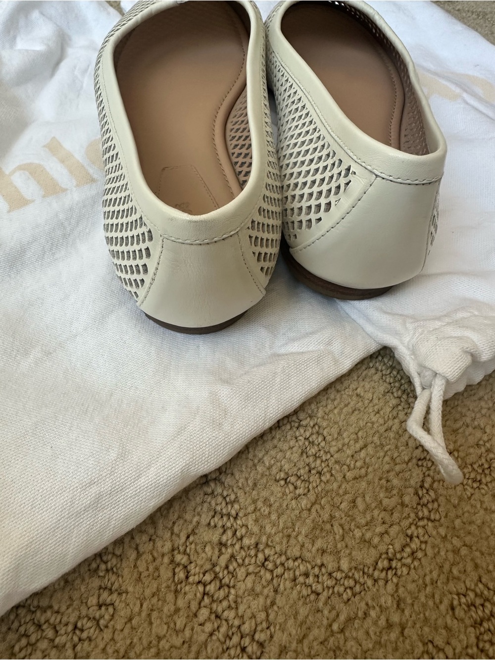 Chloe Marcie Ballet Flat 8 B Eggshell - Picture 2 of 9
